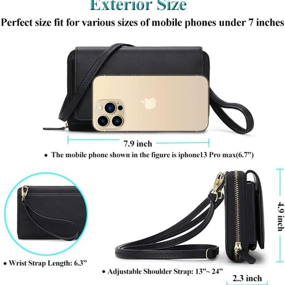 Women Wallet Purse Card Holder with RFID, Large Capacity Crossbody Wristlet Clut - Picture 4 of 6